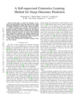 A Self-supervised Contrastive Learning Method for Grasp Outcomes
  Prediction