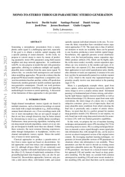 Mono-to-stereo through parametric stereo generation