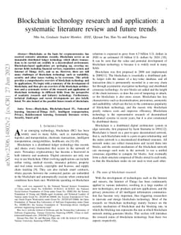 Blockchain technology research and application: a systematic literature
  review and future trends