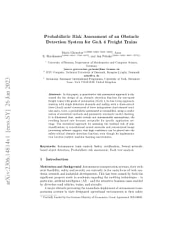 Probabilistic Risk Assessment of an Obstacle Detection System for GoA 4
  Freight Trains