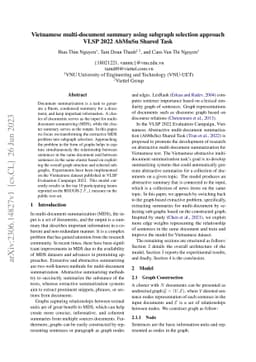 Vietnamese multi-document summary using subgraph selection approach --
  VLSP 2022 AbMuSu Shared Task