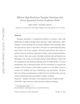 Efficient High-Resolution Template Matching with Vector Quantized
  Nearest Neighbour Fields