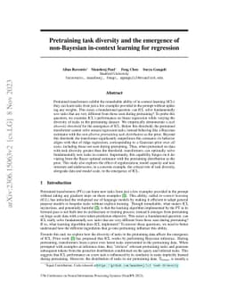 Pretraining task diversity and the emergence of non-Bayesian in-context
  learning for regression