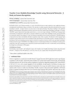 Transfer: Cross Modality Knowledge Transfer using Adversarial Networks
  -- A Study on Gesture Recognition