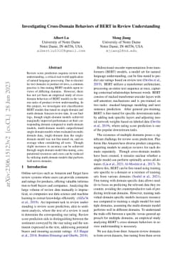 Investigating Cross-Domain Behaviors of BERT in Review Understanding