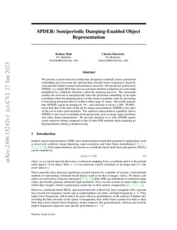 SPDER: Semiperiodic Damping-Enabled Object Representation