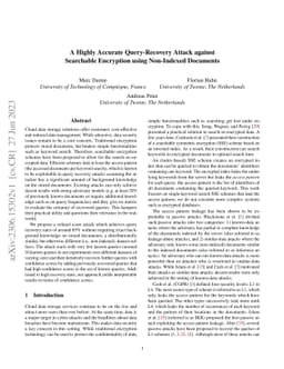 A Highly Accurate Query-Recovery Attack against Searchable Encryption
  using Non-Indexed Documents