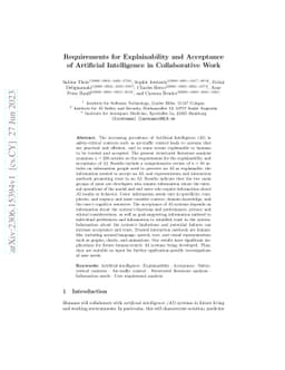 Requirements for Explainability and Acceptance of Artificial
  Intelligence in Collaborative Work