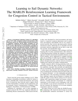 Learning to Sail Dynamic Networks: The MARLIN Reinforcement Learning
  Framework for Congestion Control in Tactical Environments