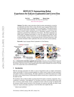 REFLECT: Summarizing Robot Experiences for Failure Explanation and
  Correction