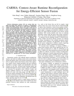 CARMA: Context-Aware Runtime Reconfiguration for Energy-Efficient Sensor
  Fusion