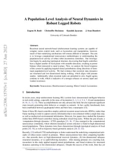 A Population-Level Analysis of Neural Dynamics in Robust Legged Robots