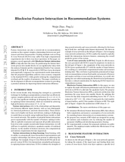 Blockwise Feature Interaction in Recommendation Systems