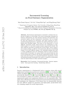 Incremental Learning on Food Instance Segmentation