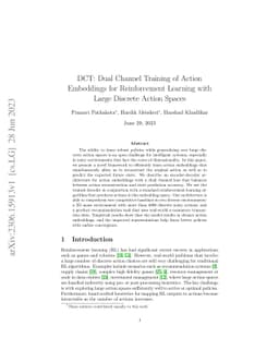 DCT: Dual Channel Training of Action Embeddings for Reinforcement
  Learning with Large Discrete Action Spaces