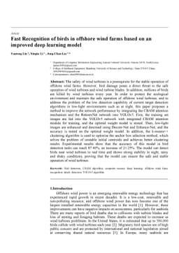 Fast Recognition of birds in offshore wind farms based on an improved
  deep learning model