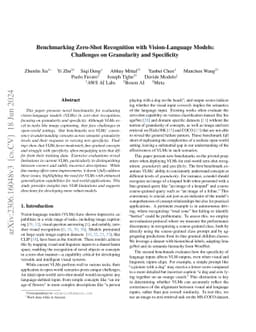 Benchmarking Zero-Shot Recognition with Vision-Language Models:
  Challenges on Granularity and Specificity