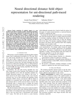 Neural directional distance field object representation for
  uni-directional path-traced rendering