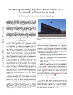 Path Planning with Potential Field-Based Obstacle Avoidance in a 3D
  Environment by an Unmanned Aerial Vehicle