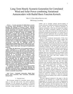 Long-Term Hourly Scenario Generation for Correlated Wind and Solar Power
  combining Variational Autoencoders with Radial Basis Function Kernels