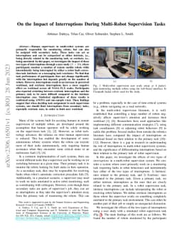 On the Impact of Interruptions During Multi-Robot Supervision Tasks