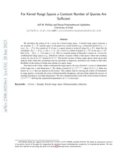 For Kernel Range Spaces a Constant Number of Queries Are Sufficient