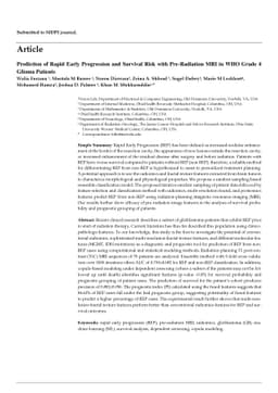 Prediction of Rapid Early Progression and Survival Risk with
  Pre-Radiation MRI in WHO Grade 4 Glioma Patients