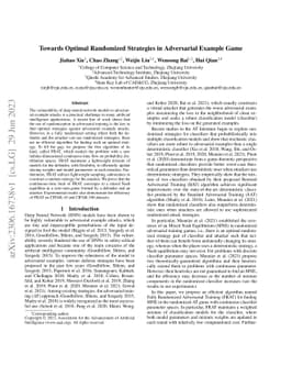 Towards Optimal Randomized Strategies in Adversarial Example Game