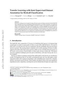 Transfer Learning with Semi-Supervised Dataset Annotation for Birdcall
  Classification