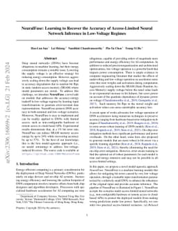 NeuralFuse: Learning to Recover the Accuracy of Access-Limited Neural
  Network Inference in Low-Voltage Regimes