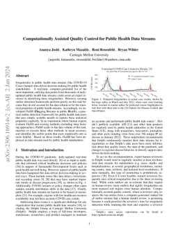 Computationally Assisted Quality Control for Public Health Data Streams