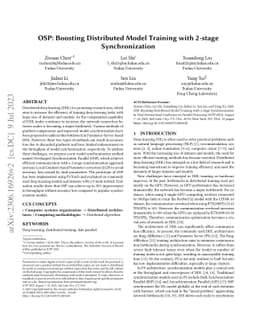 OSP: Boosting Distributed Model Training with 2-stage Synchronization