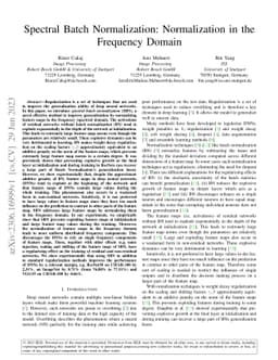 Spectral Batch Normalization: Normalization in the Frequency Domain