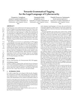 Towards Grammatical Tagging for the Legal Language of Cybersecurity