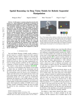 Spatial Reasoning via Deep Vision Models for Robotic Sequential
  Manipulation