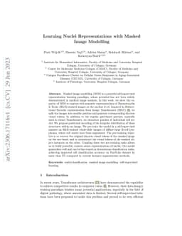 Learning Nuclei Representations with Masked Image Modelling