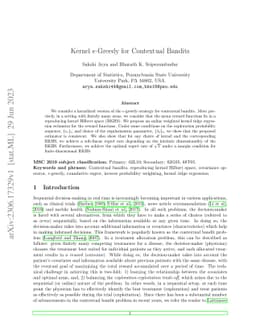 Kernel $ε$-Greedy for Contextual Bandits