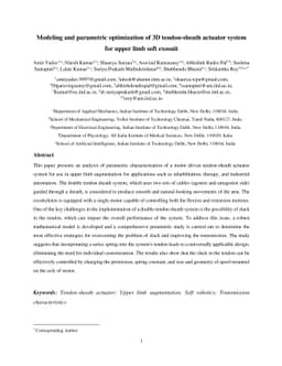 Modeling and parametric optimization of 3D tendon-sheath actuator system
  for upper limb soft exosuit