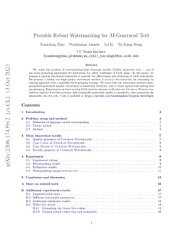 Provable Robust Watermarking for AI-Generated Text