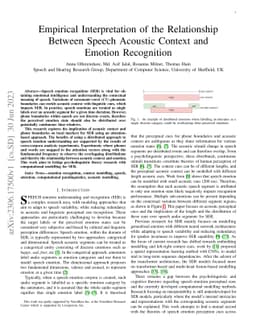 Empirical Interpretation of the Relationship Between Speech Acoustic
  Context and Emotion Recognition