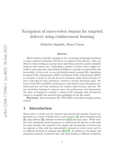 Navigation of micro-robot swarms for targeted delivery using
  reinforcement learning