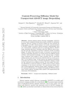 Content-Preserving Diffusion Model for Unsupervised AS-OCT image
  Despeckling