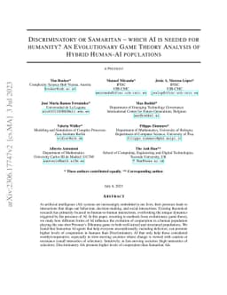 Discriminatory or Samaritan -- which AI is needed for humanity? An
  Evolutionary Game Theory Analysis of Hybrid Human-AI populations