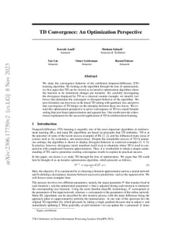 TD Convergence: An Optimization Perspective