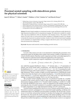 Proximal nested sampling with data-driven priors for physical scientists