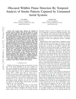 Obscured Wildfire Flame Detection By Temporal Analysis of Smoke Patterns
  Captured by Unmanned Aerial Systems