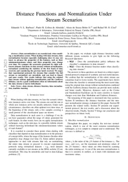 Distance Functions and Normalization Under Stream Scenarios