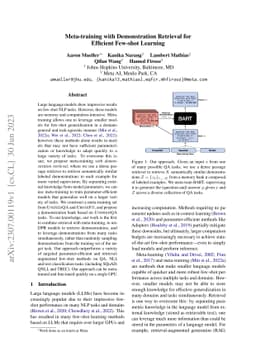 Meta-training with Demonstration Retrieval for Efficient Few-shot
  Learning