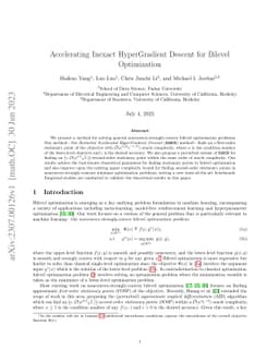 Accelerating Inexact HyperGradient Descent for Bilevel Optimization