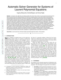 Automatic Solver Generator for Systems of Laurent Polynomial Equations